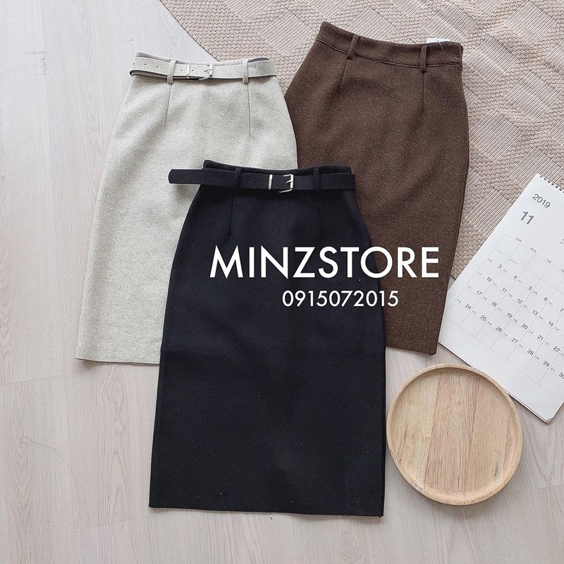 Chân váy dạ kèm đai #683 (3 màu) | BigBuy360 - bigbuy360.vn