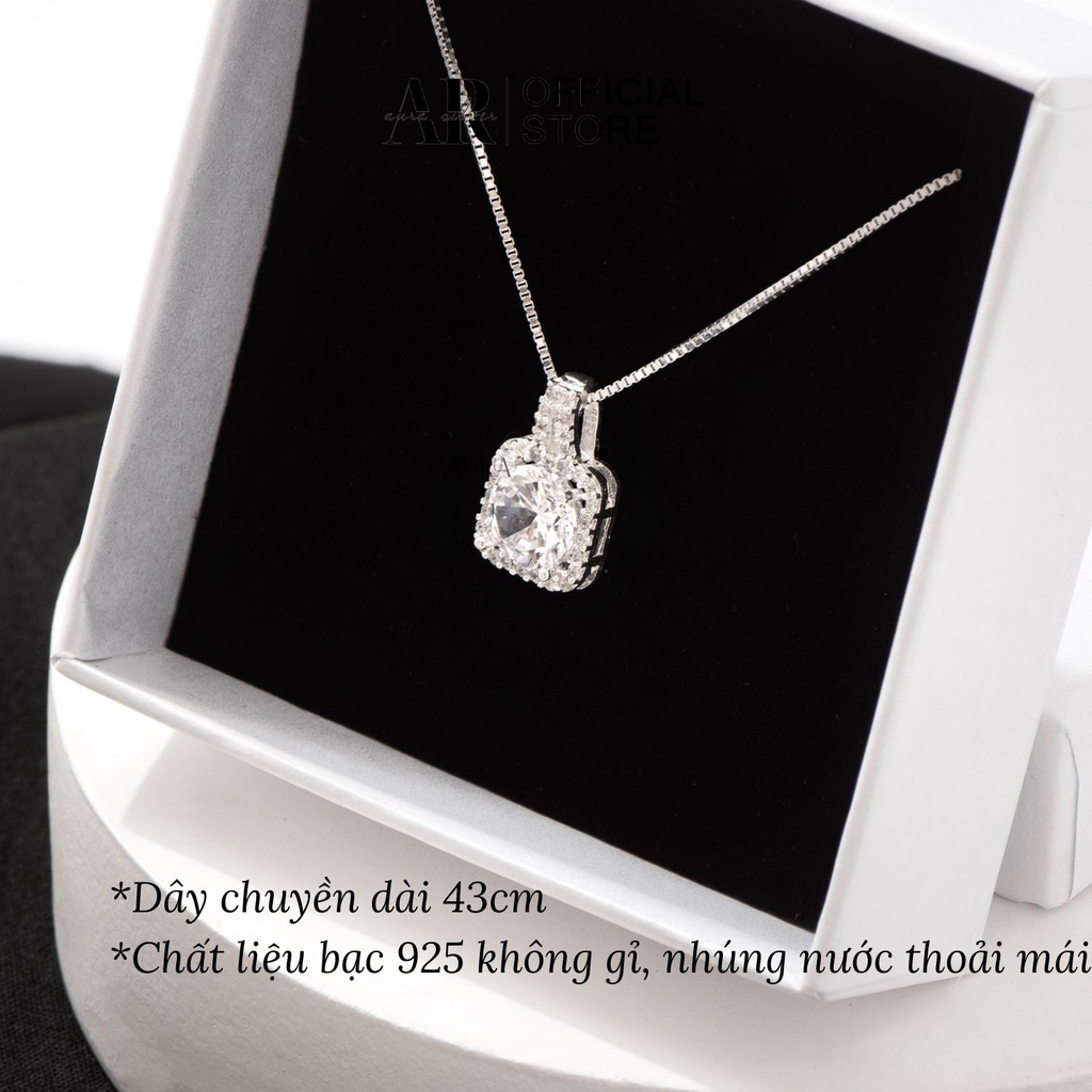 Dây chuyền bạc 925 vòng cổ bạc nữ mặt vuông đính đá sang trọng-DC25-AURASILVER