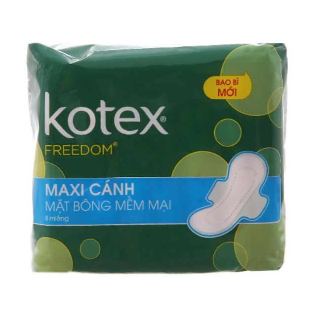 1 gói băng vệ sinh Kotex freedom maxi có cánh mềm mại x 8 miếng