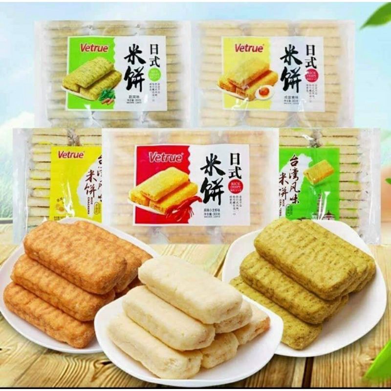 bánh gạo cuộn chứng muối pho mai/ vị rau củ đài loan vetrue 320g