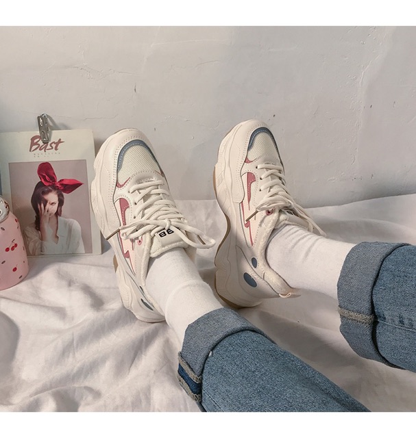 [ORDER 10 NGÀY] GIÀY SNEAKERS BUỘC DÂY NỮ ĐẾ ĐỘN PHẢN QUANG ĐẾ NÂU DỄ PHỐI | BigBuy360 - bigbuy360.vn