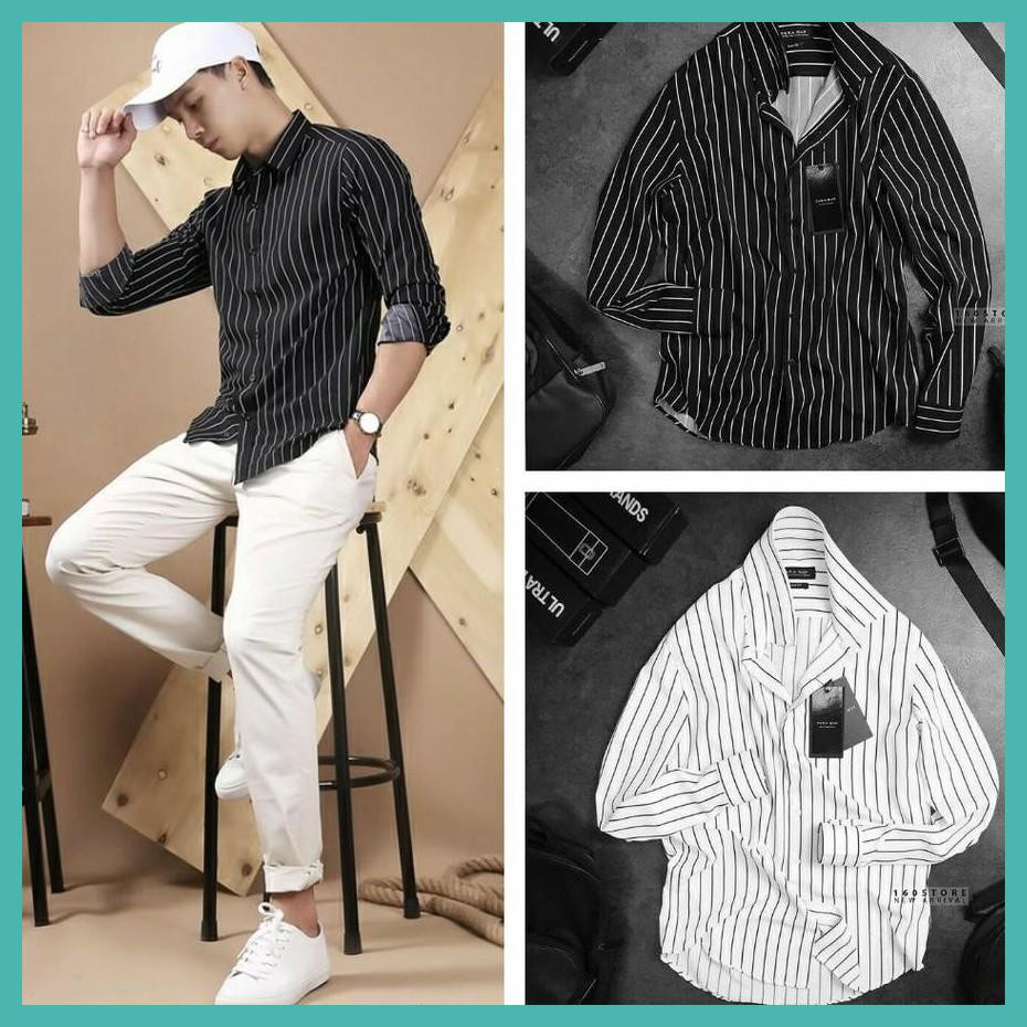 ÁO SƠ MI KẺ SỌC NAM DÀI TAY, vải lụa cao cấp thái chống nhăn cao cấp, dáng ôm body, trẻ trung cá tính