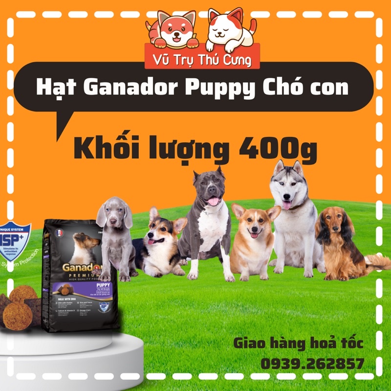 Thức ăn hạt Ganador Puppy Sữa & DHA cho chó con 400g