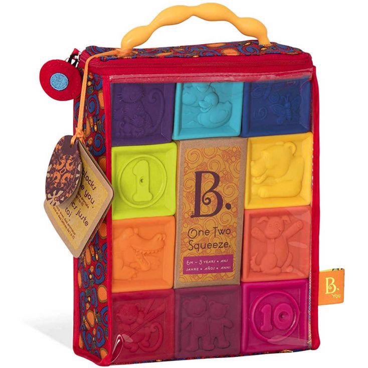 Đồ chơi bộ gạch mềm B.toys cho bé từ 6 tháng tuổi - Baby Blocks One Two Squeeze