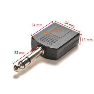 Đầu Chia Jack Audio 6.35mm Đực Ra Hai Đầu 6.5mm Cái Stereo