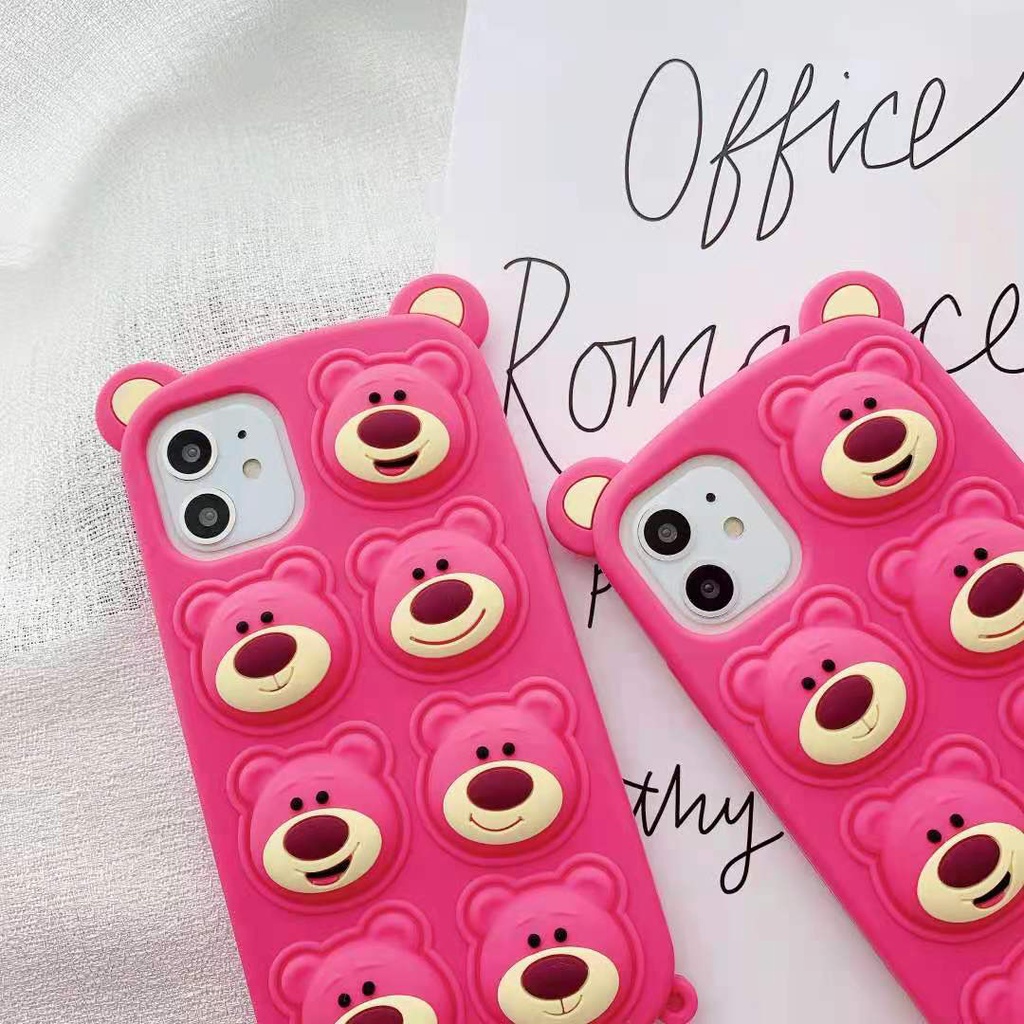 Ốp điện thoại TPU silicon họa tiết gấu Lotso 3D Iphone 11 12 13 Pro Max 12pro 13pro Se 2020 X Xs Max Xr 6 6s 7 8 Plus