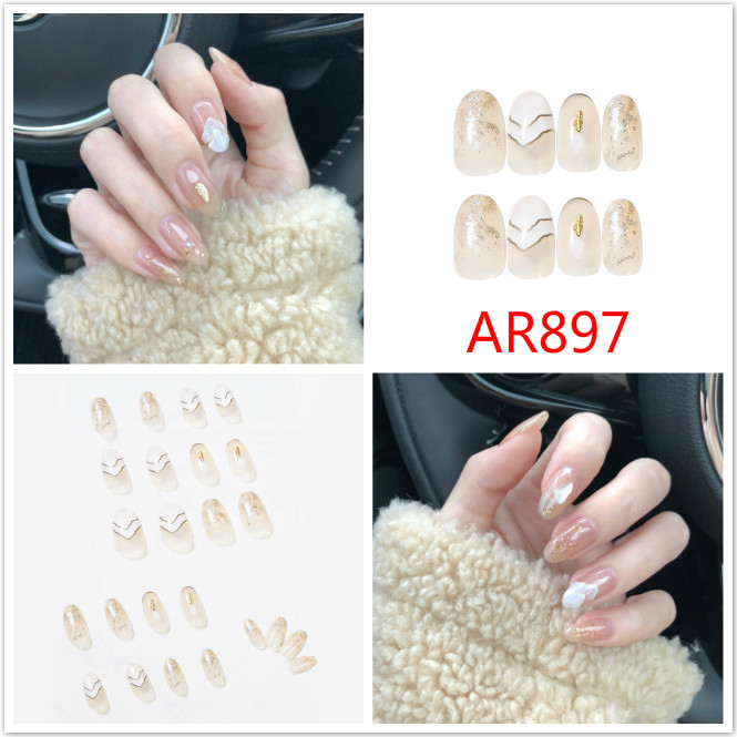 Set 24 Móng Tay Giả Chống Nước Kèm Keo Dán Phong Cách Thanh Lịch