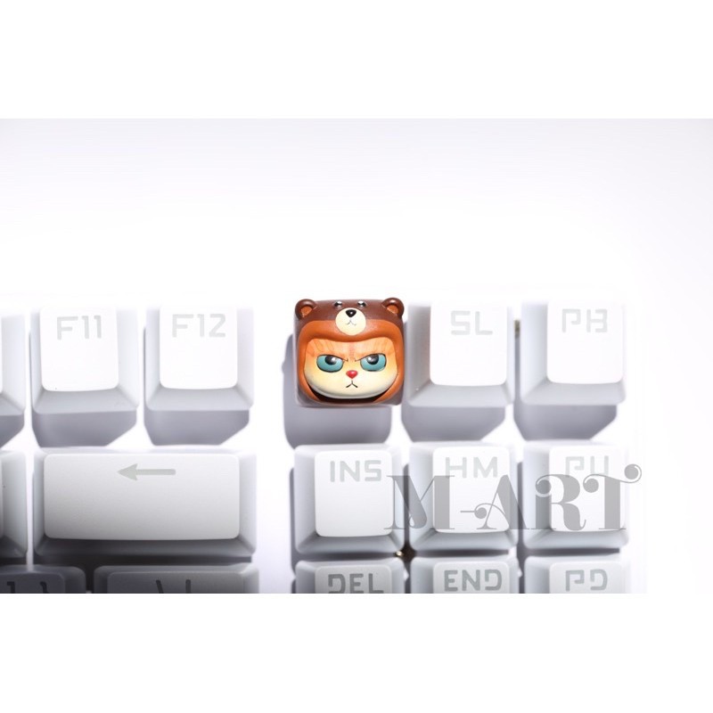 Keycap - Nút Bàn Phím Gaming - Nút Bàn Phím Cơ Mặt Mèo Hờn Dỗi  - Gấu Nâu - KC013