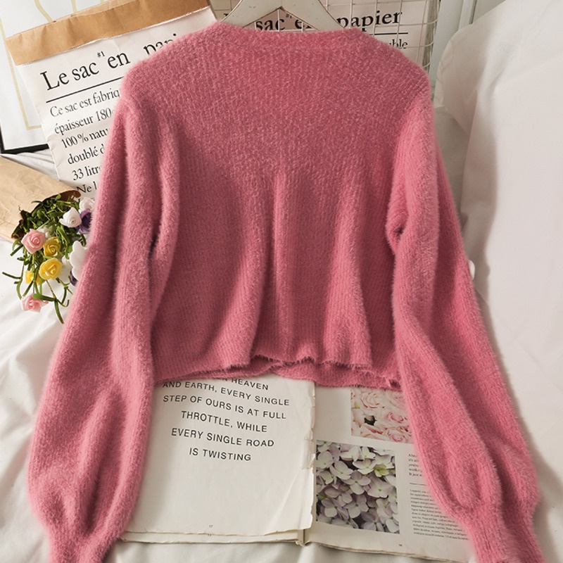 Áo Khoác Lông Nhung Tay Dài Cổ Tròn Dáng Rộng Thời Trang Mùa Thu Cho Nữ