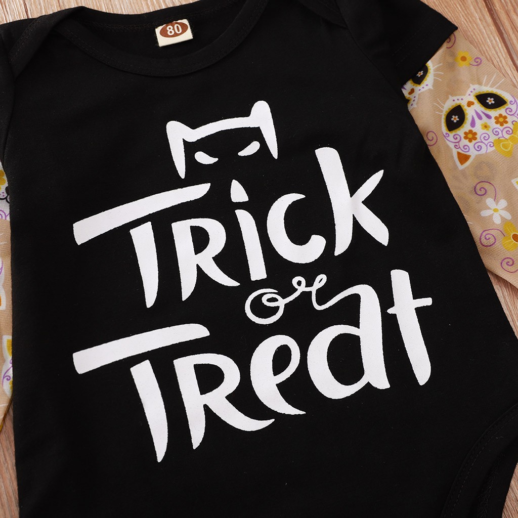 Đồ Liền Thân Ngắn Tay In Họa Tiết Halloween Cho Bé Trai / Gái