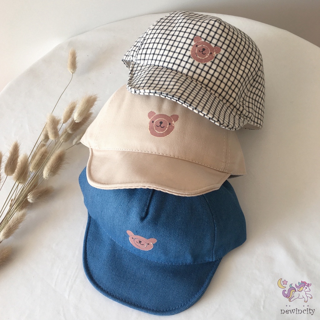 Mũ Lưỡi Trai Thoáng Khí Họa Tiết Gấu Hoạt Hình Phong Cách Hàn Quốc