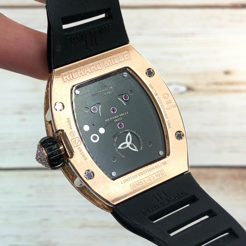 Đồng Hồ Nam Cao Cấp RM Automatic Cơ Lộ Máy Viền Full Đá