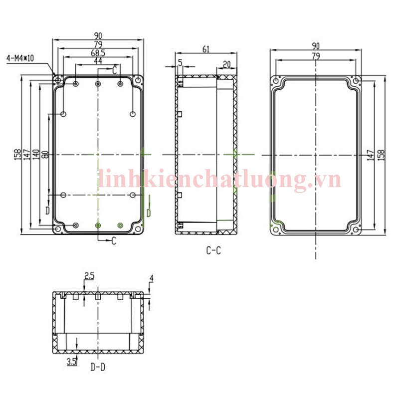 Combo - 2 Hộp nhựa 158x90x60mm