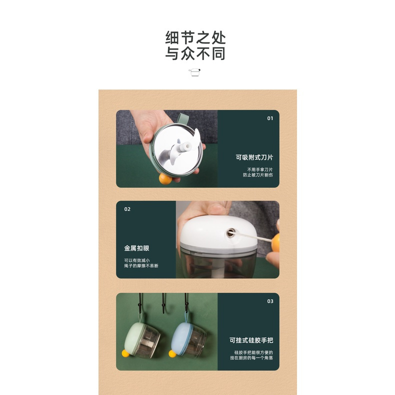 Kitchen hand-held garlic grinder Multi-function magnetic vegetable meat grinder