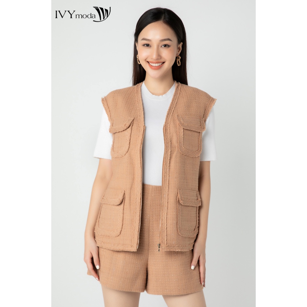 Áo gile dạ Tweed nữ IVY moda MS 76T0093