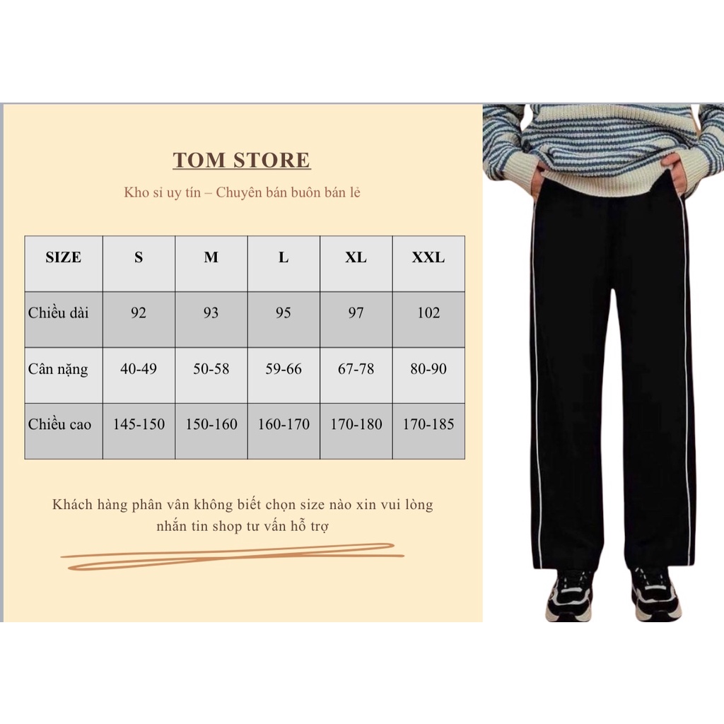 Quần Thun Đen 2line ống rộng Nam Nữ Track Pant Kẻ Sọc - Quần ullzang - Trouser line  Tom Store unisex