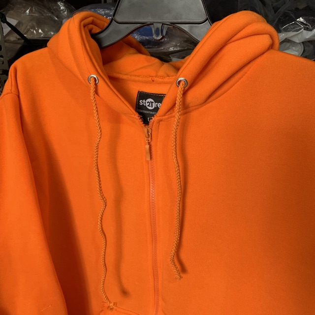 Áo hoodie zipper unisex 2T Store HZ06 màu cam cà rốt - Áo khoác nỉ dây kéo nón 2 lớp dày dặn chất lượng đẹp