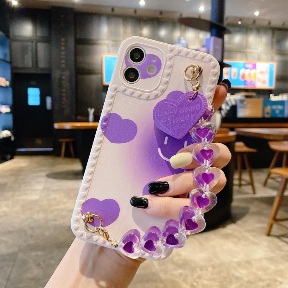 Ốp lưng iphone cạnh tim kèm móc 6 6plus 7plus 8plus X Xs max 11 11promax 12 12pro 12promax 13 13pro 13promax DT18