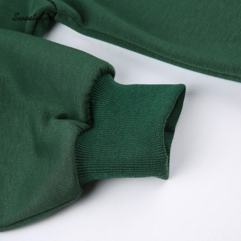 Áo Hoodie Dáng Rộng Tay Dài Khoét Lỗ In Chữ Màu Xanh Lá Thời Trang 2022 Cho Nữ