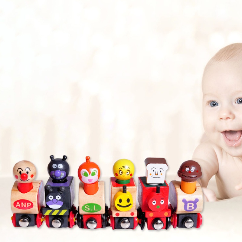 Set 6 Đồ Chơi Xe Lửa Anpanman Bằng Gỗ Có Nam Châm Giáo Dục Kỹ Năng Tay Cho Bé Trai