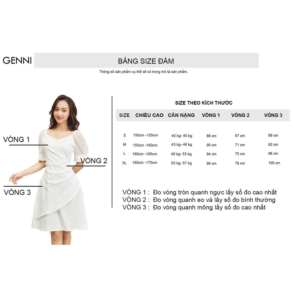 Váy xòe cổ tròn trơn kèm hoa cải GV040 - Genni