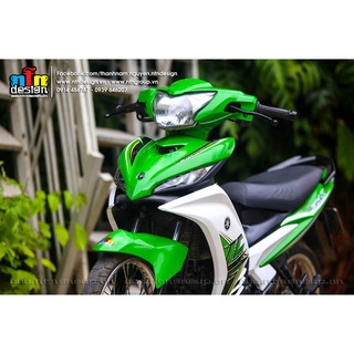 Tem Rời Dán Xe Exciter 135 Mẫu Trắng Xanh Lá Chữ LC Cực Chất, Hàng 3 Lớp Chất Lượng Cao