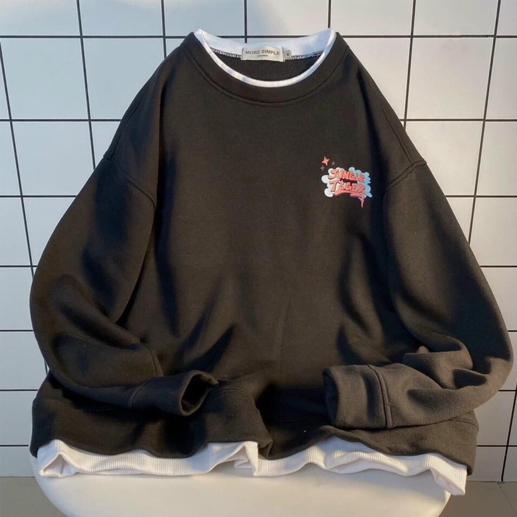 Áo sweater nữ, áo nỉ cổ tròn giả 2 vạt dưới Jungle Tiger phong cách Hàn Quốc - 4Basic HX12 | BigBuy360 - bigbuy360.vn