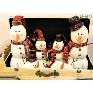 [NOEL-GIÁNG SINH-CÓ HỎA TỐC] Người tuyết vải nhồi bông Vintage 3 khúc cao 35-55cm X-VNHB-11
