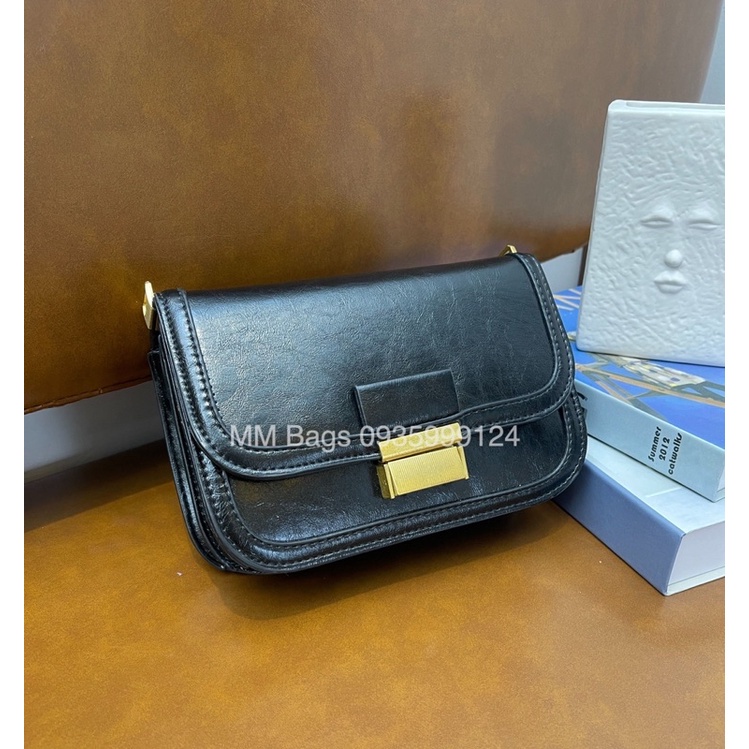 Túi đeo chéo nữ CNK VINTAGE nắp sọc phím đàn da xịn đẹp