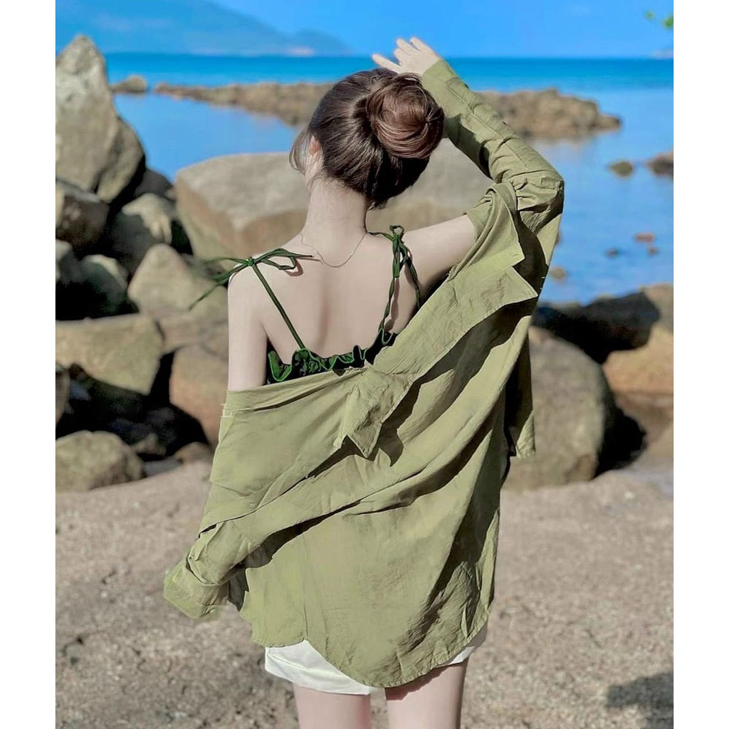 [HCM] Sét 3 Món Áo Trong Cột Nơ Phối Áo Khoác Tơ Xước (Có Mút Ngực ) Thời Trang Nữ Sam Closet Free Size 40-55kg