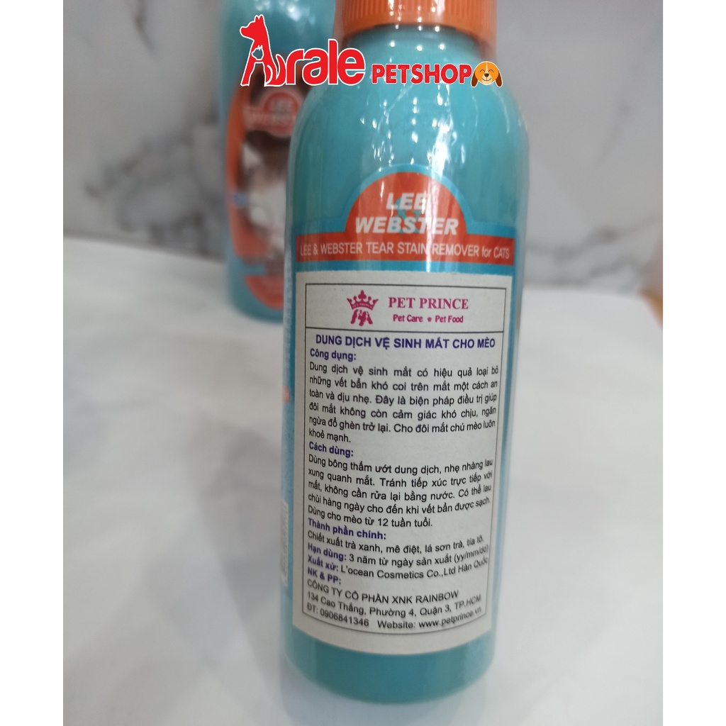 Dung dịch vệ sinh mắt cho mèo Lee&amp;Webster Hàn Quốc 130ML