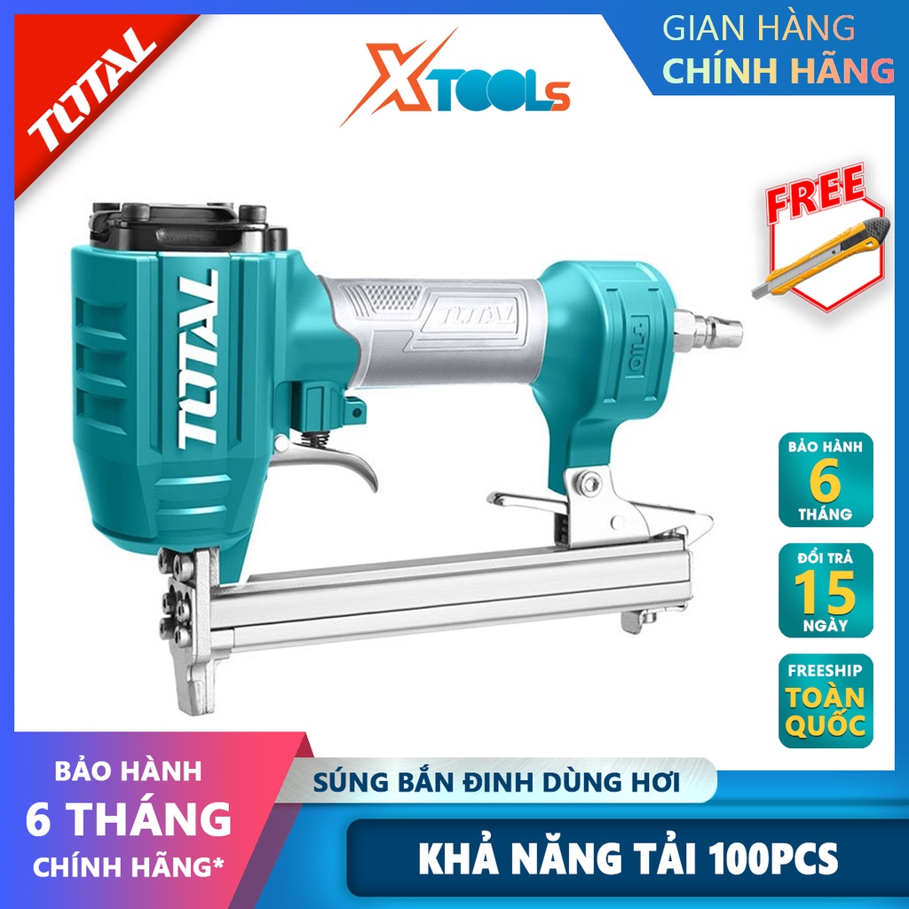Súng bắn đinh U dùng hơi TOTAL TAT8131-3 | máy bắn đinh kích thước ghim 6-13mm, mũ ghim 11,2mm, áp suất hoạt động: 0,4-0