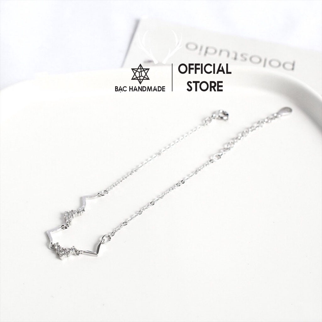 Lắc tay Bạc Handmade.Vòng tay love V lấp lánh bạc nguyên chất-Bạc Handmade