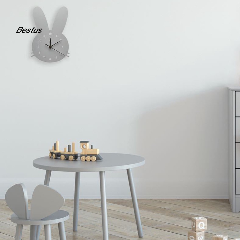 Đồng hồ gắn tường hình con thỏ bằng gỗ dễ thương