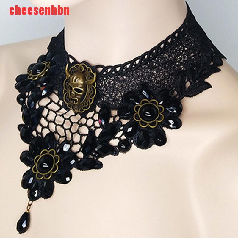 [cheesenhbn]Women Black Lace Necklace Collar Choker Victorian Vintage Gothic Chain Pendant