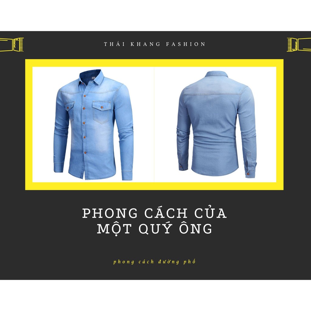 áo jean nam dài tay cao cấp vải cotton dày đẹp hàng chuẩn size vải đẹp | BigBuy360 - bigbuy360.vn