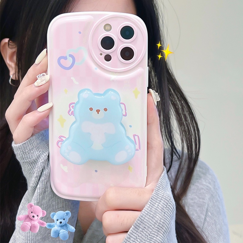 Ốp lưng iphoneỐp Điện Thoại  Hình Gấu Có Giá Đỡ Cho iPhone 11 Pro Max 13 Pro Max 12 Pro Max 7Plus xr XS MaxDinuo case