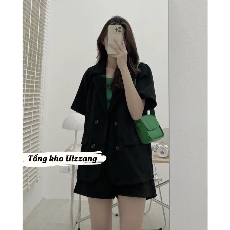 Set Áo Blazer Cộc Tay Kèm Quần Short Chất Voan | BigBuy360 - bigbuy360.vn