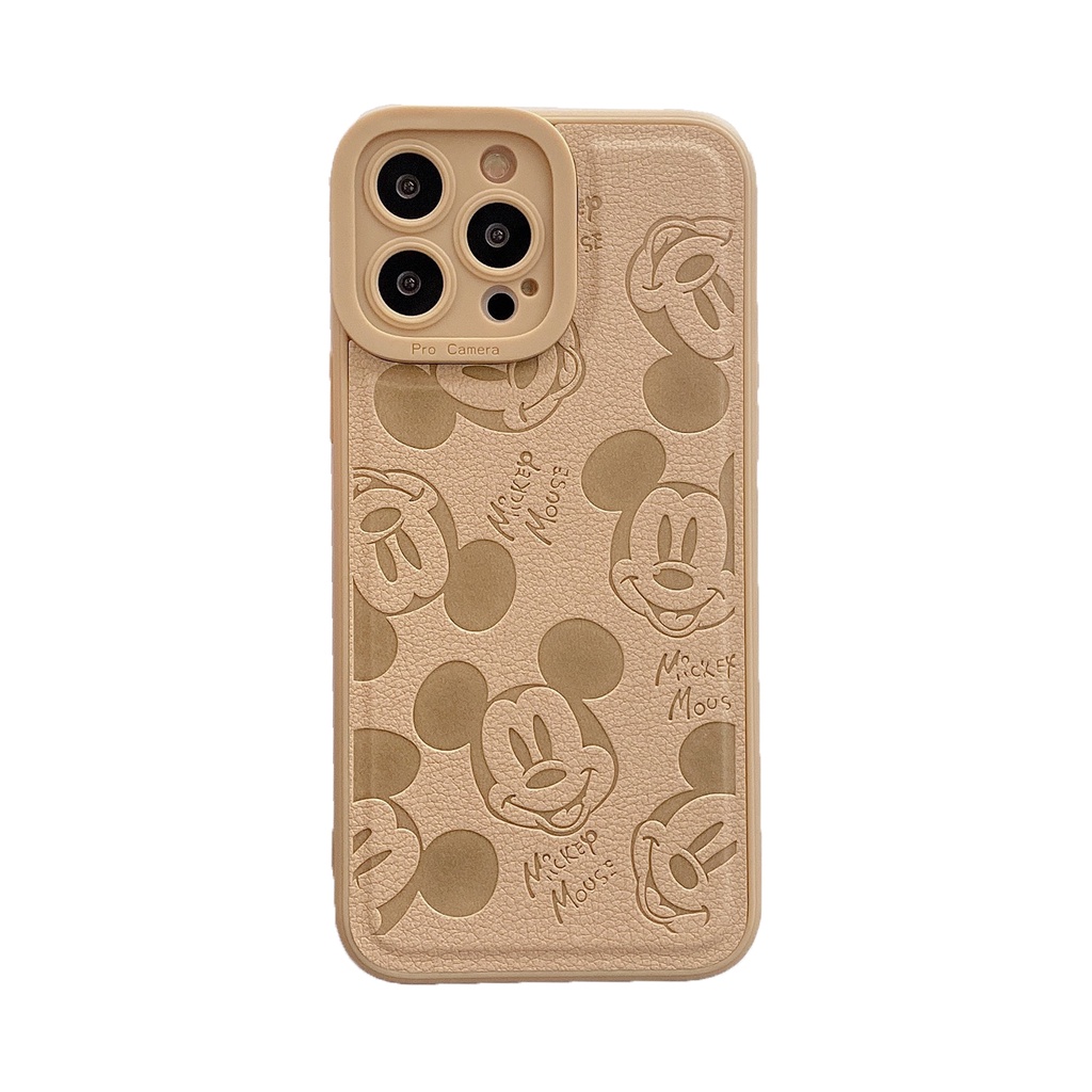 Ốp Điện Thoại Da Dập Nổi Hình Mickey Disney Cho iphone 13 Pro Max i13 13pro 11ProMax i11 iX XS XsMAX 7plus 8plus 12Pro 12 Pro Max