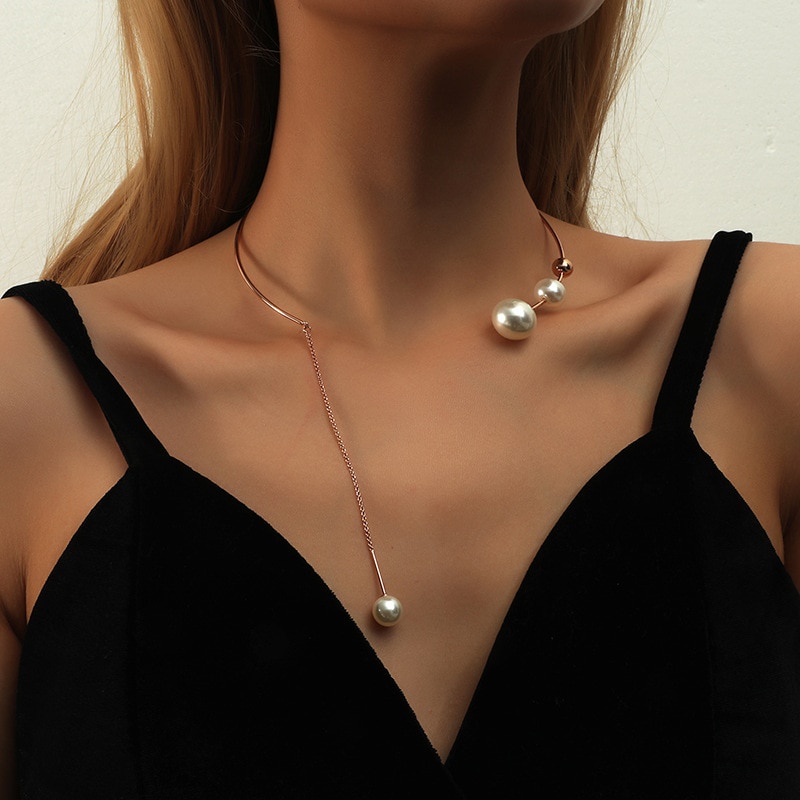 Vòng cổ choker đính ngọc trai nhân tạo thời trang 2022