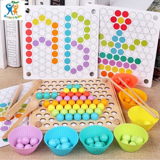 Bộ đồ chơi gỗ giáo cụ Montessori cho bé,Bộ gắp hạt kèm bát cao cấp