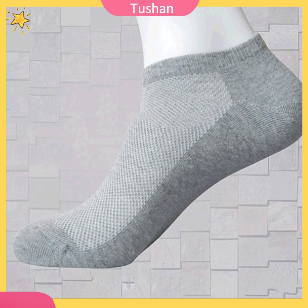 Vớ thuyền cổ thấp thể thao chống trượt phối lưới thoáng khí màu trơn cho unisex