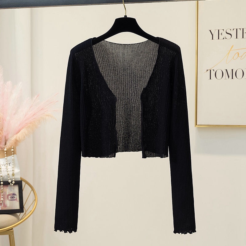 Áo Khoác Cardigan Chống Nắng Dáng Ngắn Chất Liệu Lụa Mỏng Thời Trang Mùa Hè Cho Nữ