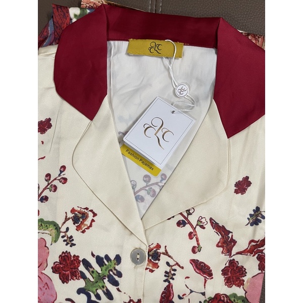 BỘ PYJAMA LỤA CAO CẤP CHÙM HOA ĐỎ