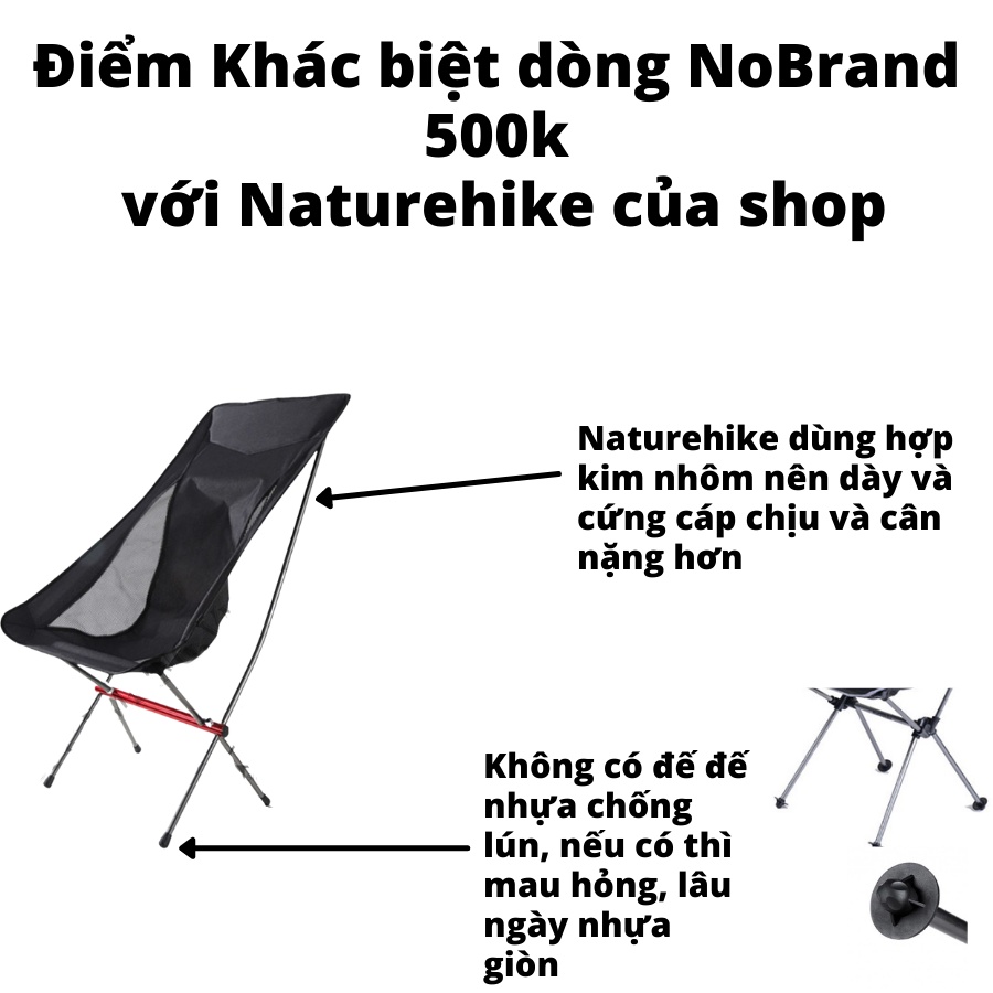 Ghế cắm trại naturehike campoutvn naturehike du lịch dã ngoại ghế vải bố tựa lưng A038