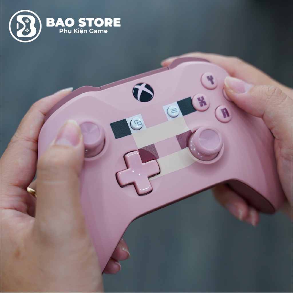 Tay cầm xbox one s chính hãng màu Minecraft Pig, tay cầm chơi game xbox đủ các tính năng ưu việt