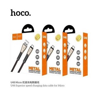 Cáp sạc nhanh hoco u48 micro usb chính hãng - 2 đầu bọc thép