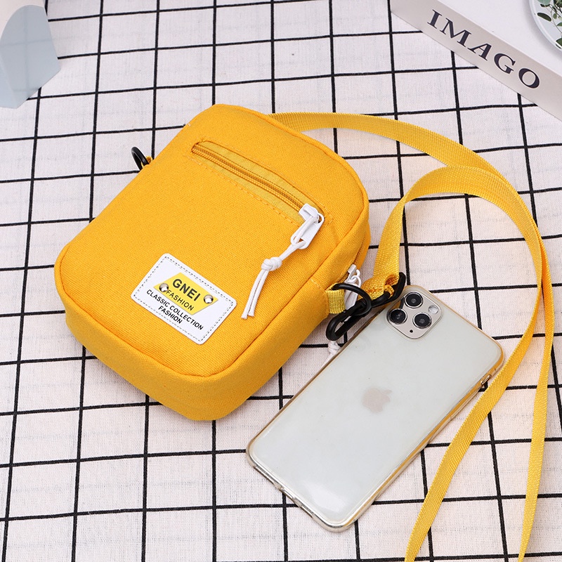Túi Đeo Chéo Bằng Vải Canvas Dáng Vuông Nhỏ Phong Cách Hàn Quốc Mới