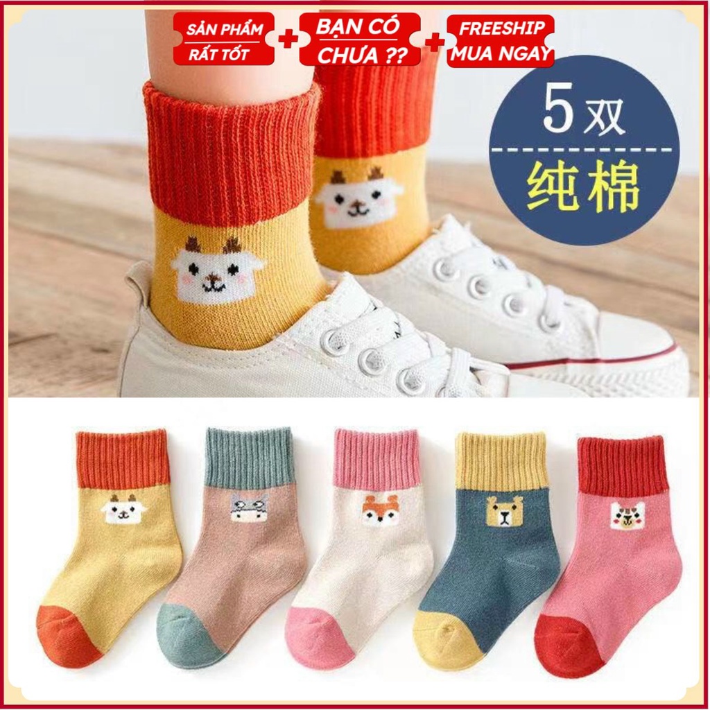 PVN38687 Set 10 đôi Tất Thu Đông Cotton Hoạ Tiết Cao Cấp Dày Dặn Cho Bé Hàng Quảng Châu T2 .