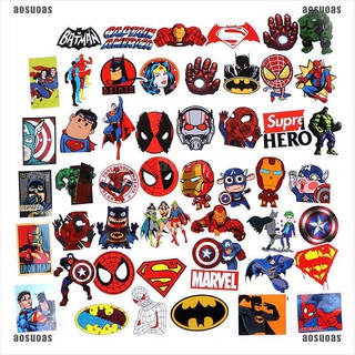 Bộ 50 Miếng Dán graffiti Hình Siêu Anh Hùng Trang Trí Vali/laptop/Ván Trượt/guitar